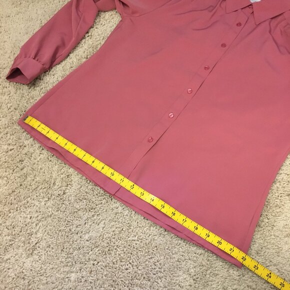 Outline Korean Blush Pink Slinky Pleated Button Down Shirt - Picture 14 of 16